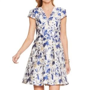 VINCE CAMUTO Jacquard Pleated Fit Flare Dress